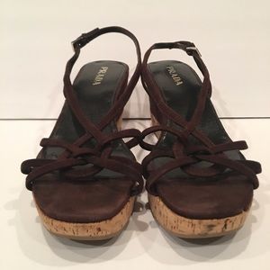 🎁 Prada Vernice Cork Platform Sandals